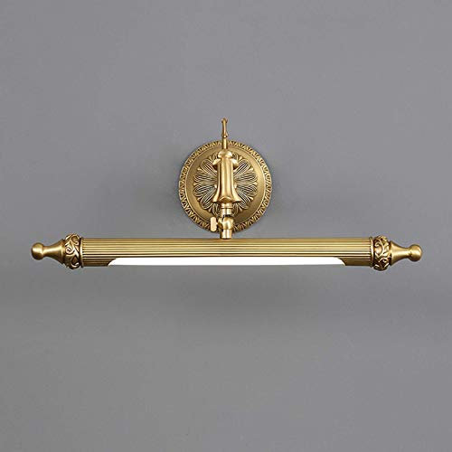 Luci da bagno sopra specchio in ottone, lampada LED per quadri Lampada frontale a specchio vintage con testa della lampada girevole, 3 temperature di colore, luci per armadietto a specchio retrò IP44