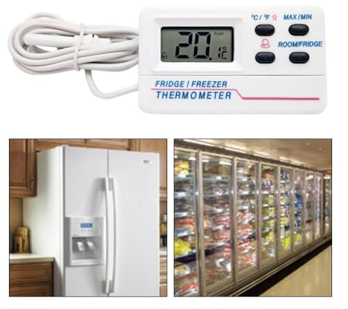 Digital Fridge Freezer Max Min Thermometer, Refrigerator Thermometer, Digital Freezer/Fridge Thermometer, For Fridge Or Freezer Temperature Measurement