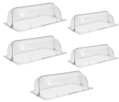 Roll Top Chafing Dish Cover, Full Size Chafing Dish Lid Clear Food Display Cover Plastic Dessert Cake Exhibition Cover Bakery Pan, 5