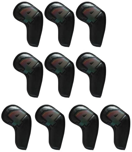 LIbgiubhy 10 Stück PU Leder Golfschläger Headcover Schutzhüllen Imprägniert Golfplätze Iron Head Covers Rod Head Cases Zubehör