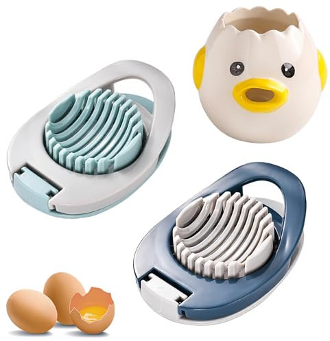 3 Piezas Corta Huevos & Abridor de Huevos, Alambres de Corte de Huevos Separación de Yemas y Claras de Huevo, Herramienta Separadora Portátil de Huevos Herramienta para Cortar Huevos