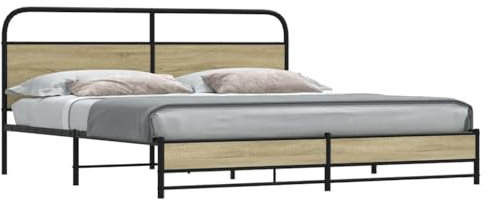 LAPOOH Metallbett ohne Matratze Sonoma-Eiche 180x200 cm, Bett, Bed Frame, Familienbett, Bettrahmen, Bett Gestell, Bett Rahmengestell, Schlafzimmer Bett - 3318689