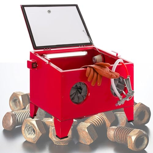 vnmudzeo Kommerzielles Tisch-Sandstrahlset, 90 L SandstrahlgeräT FüR Rostige Industrieteile, Led, Zur Bearbeitung Kleiner WerkstüCke