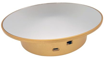MagiDeal Présentoir électrique à 360 degrés, Plate-Forme tournante Automatique, Rotation Douce, de 2.5kg, Plateau tournant motorisé pour Montre vidéo, Miroir Inférieur Doré