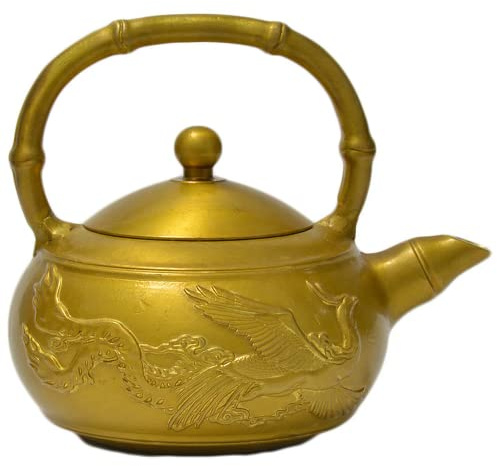 Teiera Antica da 12 cm, Set da tè per la casa, con Drago e Fenice in Ottone