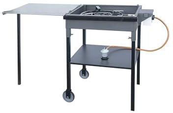 FERRETERIA LEPANTO Paellero de Gas con Plancha de Asado, Barbacoa y Kit (77x53x90CM)