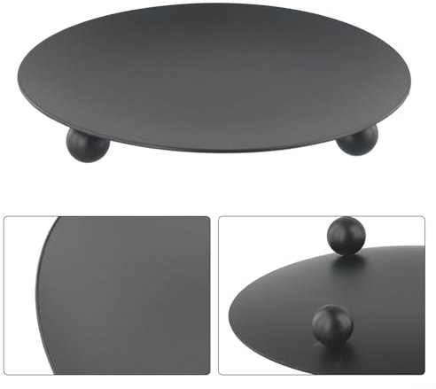 Base porta candela in robusto design in ferro, supporto perfetto per candele pilastro in occasione di eventi e riunioni (nero, 11 cm)