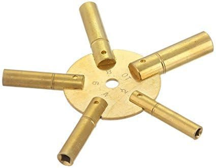 TAURISH Universeller Vintage-Uhrenaufziehschlüssel, 5 Zinken, gleichmäßige Zahlen 2 bis 10, Messing-Uhrschlüssel zum Aufziehen von Uhren