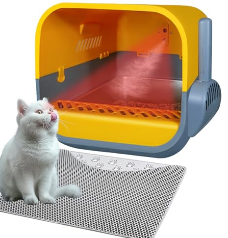 Automatische selbstreinigende Katzentoilette mit Infrarot-Sensor, halbgeschlossene ABS-Schale, Metallscheibe, Sterilisationssprühreinigung für Mehrkatzenhäuser