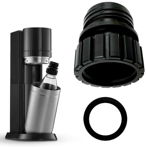 Schwarzer Adapter für Sodastream Terra Glasflasche, Glasflaschen & Terra Flaschen – Kompatibel mit Sodastream Crystal 0,7 l, Einfache Installation, Tragbar (Flasche & Maschine nicht inklusive)