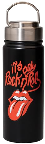Grupo Erik Cantimplora acero inoxidable Rolling Stones - Botella agua | gimnasio Termica 550 ml, Water bottle Tapon Hermetico, Asa y Aislamiento Doble pared Frio/Calor, Merchandising Oficial
