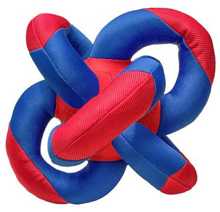 Sport-Thieme Motorikball Eddy | Mit 6 Schlaufen, Greif- und Therapieball | Spiel- und Wasserball | 20 cm Ø | Blau-Rot | 100 Prozent Polyester, waschbar, schwimmfähig, 240 g