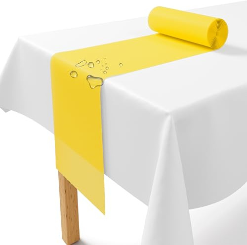 Fleece bordslöpare gul [30 cm x 25 m] – engångsbordsband som ädel bordslöpare bordsdekoration för bröllop, nattvard, dop, födelsedag, jul och ölbordsfester