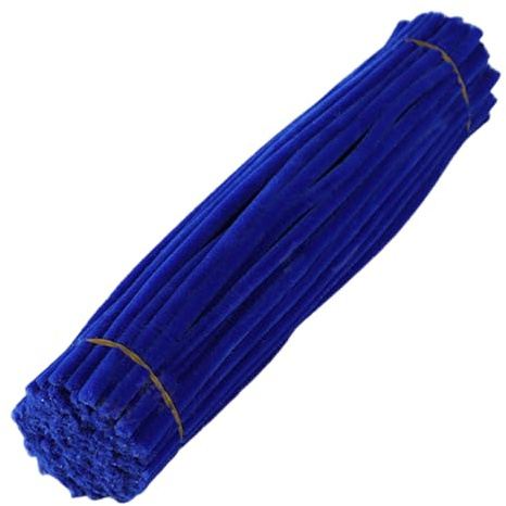 SHINROAD Barnpipe Cleaner Set 100 st Craft Kit flerfärgade chenille-stjälkar för gör-det-själv blommaking-konstprojekt partydekorationer nybörjar-vänliga leveranser alla kungsblå