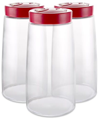 LOLYSIC 3 Stück Gärglas mit 1-Wege-Luftablassöffnung, 2,2 Liter Fermentation Glas, Fermentierglas Gärglas mit Entlüftungsventil Fermentationsglas für Kefir, Sauerkraut, Kimchi und Übernachtungshafer