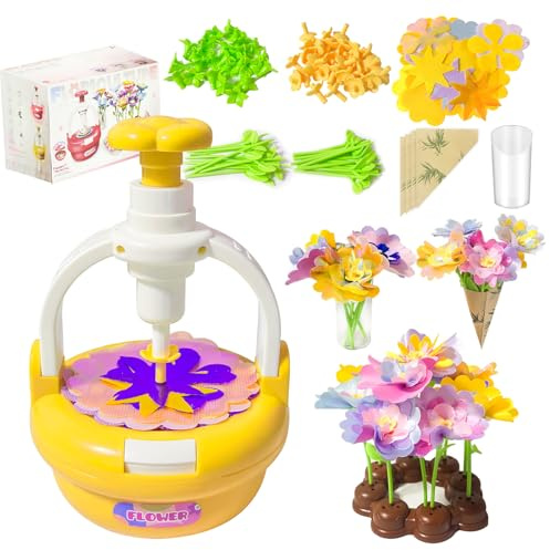 DUDUMILA Pressa per Fiori per Bambini, Kit di Artigianato per Ragazze dai 4-10 Anni, Gioco di Fiori DIY per Compleanni, Regalo per Ragazze, Set di Manufattura per Bambini 4-8 Anni (Giallo)