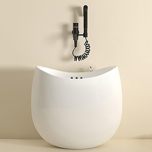 Ceramic Pedicure Foot Spa Tub with Hot & Cold Water Taps Relaxing Foot Bath Soak for Home Use Stylish Black Foot Bath for Ultimate Foot Care