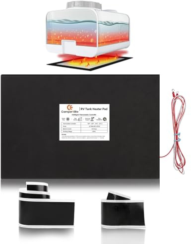 CamperXlite Wohnmobil Tank Heizung Pad mit Automatischem Thermostat und Starker Klebstoff, 45cm×30cm 12V DC Fäkalientankheizung Perfekt für Wohnmobil Frischwasser/Grauwasser/Schwarzwassertank (1 Pack)