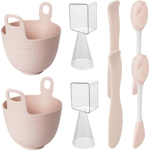 HAMPPLIES 2 Juegos de Cuencos de Silicona para Hacer Mascarillas y Mezclar, Herramienta de Cuidado Facial para Mujer, en Casa