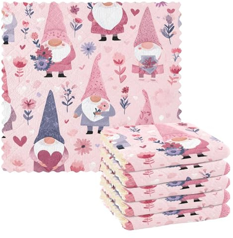 Mnsruu Microfibre Cleaning Cloths Dwarf Flower Pattern Reusable Dish Cloths for Washing Up 6 Pack Swedish Dishcloth Microfibre Cleaning Towels Washable Duster Rags Cloth Home