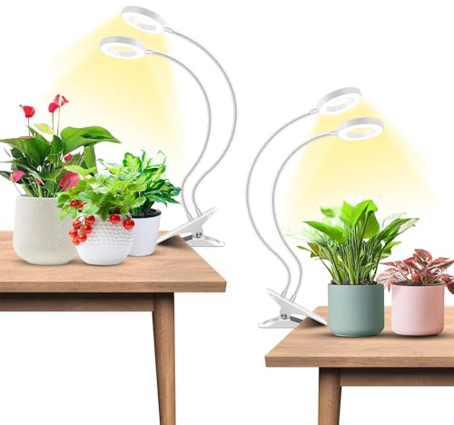 Wiaxulay Pflanzenlampe, Vollspektrum Clip Pflanzenlicht für Zimmerpflanzen | 3 Farbtemperatur Pflanzenlicht für Sukkulenten, Hydrokultur, Clip Grow Light mit 360° Schwanenhals, 6/12/16H Timer, Dimmbar