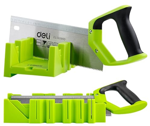 Deli 12” Back Saw 65Mn Steel - Fine Tooth Wood & PVC Saw, 13 TPI, Hand Saw for Woodworking, Small Handsaw for Precise Cuts, Green Handle