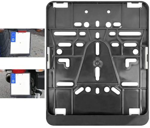 Kennzeichenhalter Motorrad, 180x200 mm, Nummernschildhalterung Motorrad | Kunststoff Kennzeichenrahmen Schwarz für Motorrad Roller, Stabil & Einfache Montage