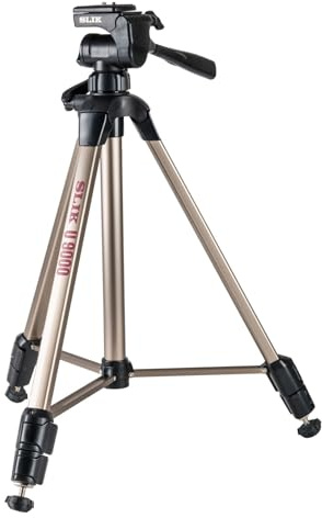 Slik U9000 Tripod with 3-Way Fluid-Effect Head and Built-In Bubble Level,Silver | 3-section aluminum tripod with 3-way pan head and bubble level for photography, videography and travel