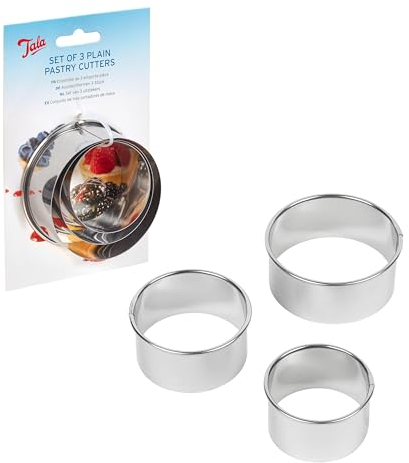 Tala Stainless Steel Pastry Cutters Set of 3, Durable Round Cookie & Biscuit Cutters in Small, Medium & Large Sizes, Ideal for Pastry, Dough, Sugarpaste & Baking, Premium Quality Kitchen Baking Tools