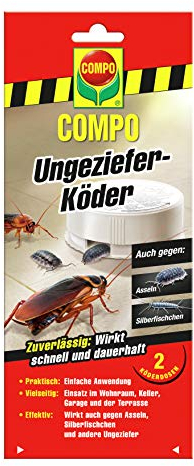 Compo Vermin Bait Box, Insecticide Against Silverfish, Cockroaches and Woodlouse 2 Pots, Not Dangerous To Bees