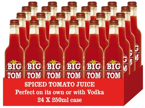 Big Tom Spiced Tomato Juice for Bloody Mary Mix - 250ml Bottles (24 Pack) | Vegan-Friendly Drink