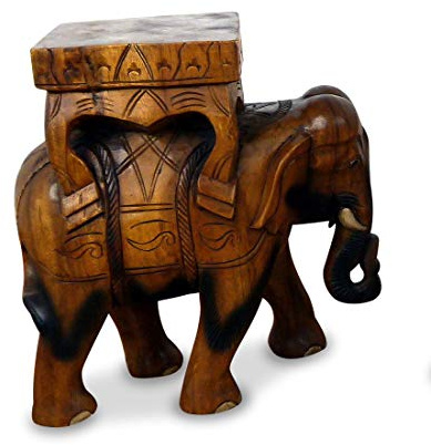 livasia Dekoelefant aus Massivholz – 45x20x40cm Asien Liebhaber, Nachhaltig hergestellt in Handarbeit, Unikat aus Thailand, Elefant für Ruhe & Glück