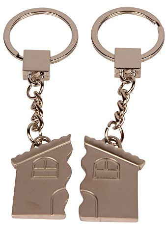 Formano partnernyckelhängare nyckelhängare 2 delar. Hus av silverpläterat zink med strassstenar 4,5 x 4 cm–silver
