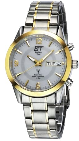 ETT Eco Tech Time Funk Solar Herren Uhr Analog mit Edelstahl Armband EGS-11253-12M
