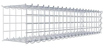 GABIONA Cesta de piedra de gavión rectangular, malla de 5 x 5 cm, profundidad de 20 cm, cesta de cultivo tipo 2, cierre de espiral, galvanizado (100 x 20 x 20 cm)