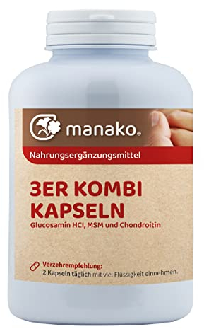 manako 3er KOMBI Kapseln Glucosamin MSM Chondroitin, 300 Stück, Dose 210 g (1 x 300 Kapseln)