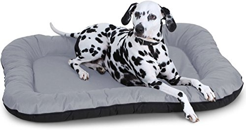 Knuffelwuff Wasserfestes In und Outdoor Hundebett Lucky aus Nylongewebe XL 90 x 75cm Grau - abnehmbarer Bezug - waschbar - für große, mittelgroße und kleine Hunde
