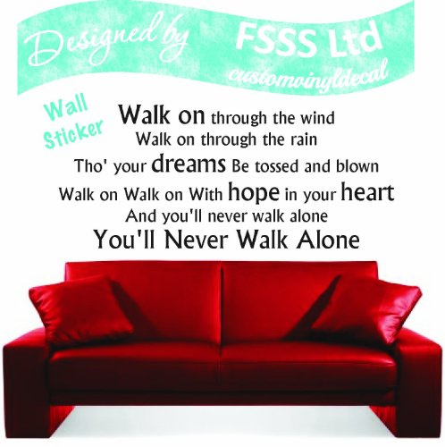 FSSS Ltd LIVERPOOL NEVER WALK ALONE WALL quote VINYL STICKER DECAL FOOTBALL CLUB (YELLOW, 125x54cm)