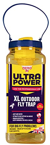 Zero In Ultra Power XL Outdoor Fly Trap Reusable, Outdoor Use, Holds up to 40,000 Flies Poison-Free