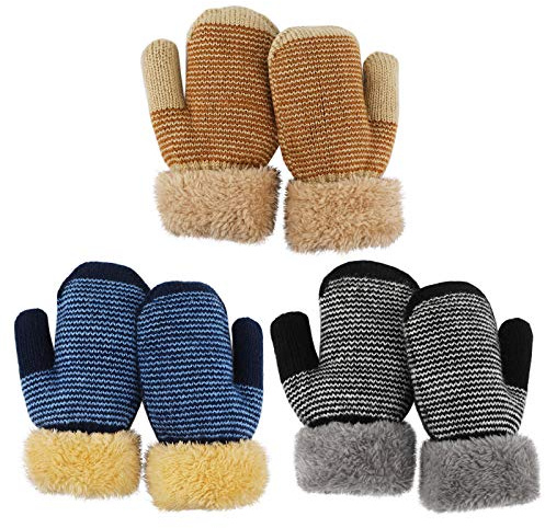 QKURT Mitones para niños pequeños, Guantes de invierno cálidos para niños con dedos completos, mitones térmicos de forro polar con forro para bebés de 1 a 3 años