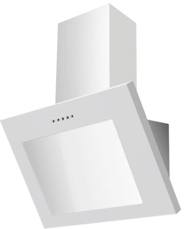 PKM Schräghaube S28-60BWPY | Kopffreihaube | Dunstabzugshaube | Breite 60 cm | Metall und Glas |weiß | Abluft | Umluft