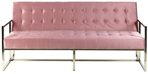 Beliani Eleganter 3-Sitzer Schlaffunktion klassisches Design rosa Marstal