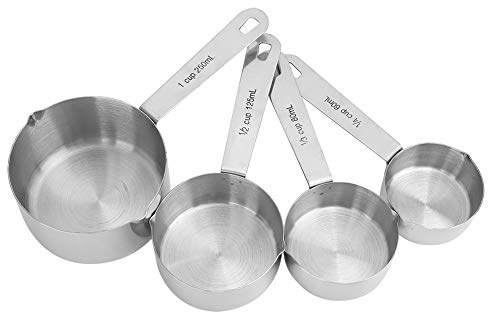 Alvinlite Tazas medidoras Alvinlite, juego de 4 tazas medidoras de acero inoxidable, cucharas para uso en la cocina