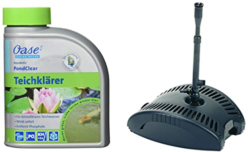 Pontec 57118 PonDuett 3000 & Oase 43140 AquaActiv PondClear, 500 ml - Set Aus Unterwasserfilter/Brunnen- und Wasserspielpumpe und Wasserklärer