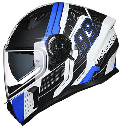 Moped Motorradhelm Integralhelm Rollerhelm mit HD Doppelvisier,DOT/ECE-Zertifiziert Fullface Helm Mofa Chopper Motorradhelm für Damen Herren Erwachsene Sturzhelm H,XL=61-62cm