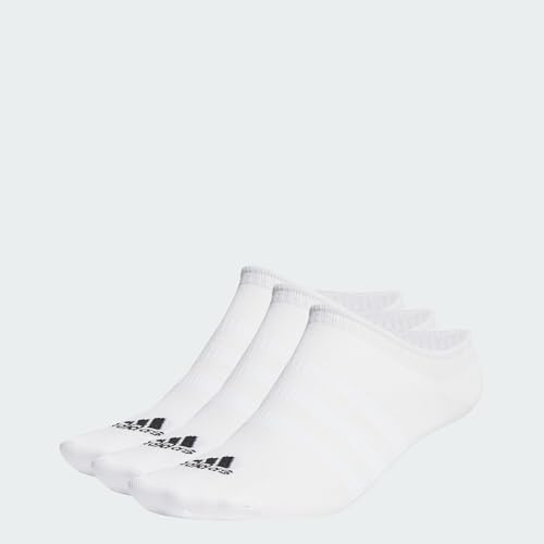 adidas Unisex Thin and Light No-Show Socks 3 Pairs, White / Black, 8.5-10