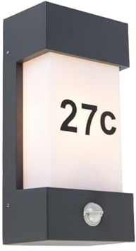 Qazqa - Modern Außen Wandleuchte dunkelgrau IP54 Bewegungssensor - Tide I Außenbeleuchtung - Aluminium Rechteckig - LED geeignet E27