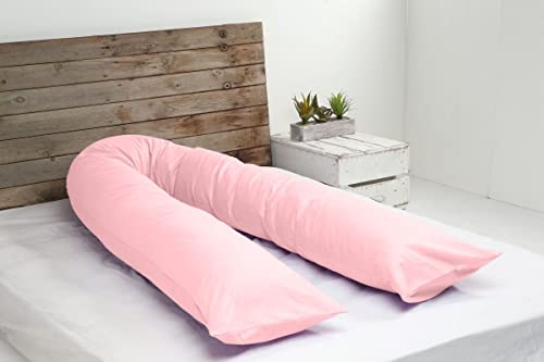 HEIMTEX 12ft Schwangerschaftskissen mit Kissenbezügen U-förmiges Kissen zum Schlafen Atmungsaktives Mikrofaser-Ganzkörperkissen für Rücken und Bauch (Rosa)