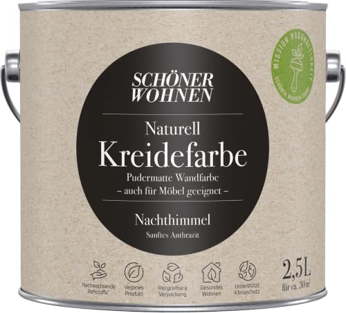 Schöner Wohnen 2,5L Naturell Kreidefarbe Nachthimmel, Sanftes Anthrazit