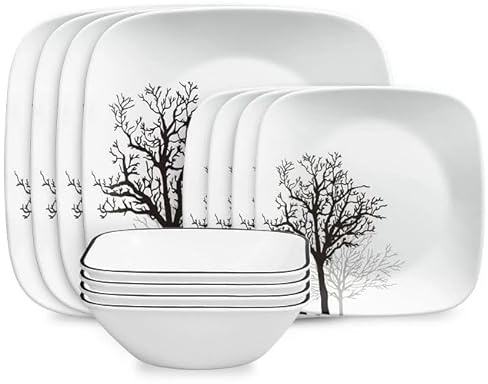 Corelle® Timber Shadows Square 12-piece Dinnerware Set, Service for 4